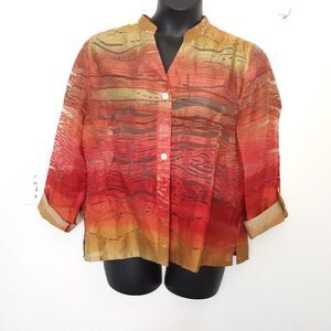 Ruby Rd sheer button down shirt